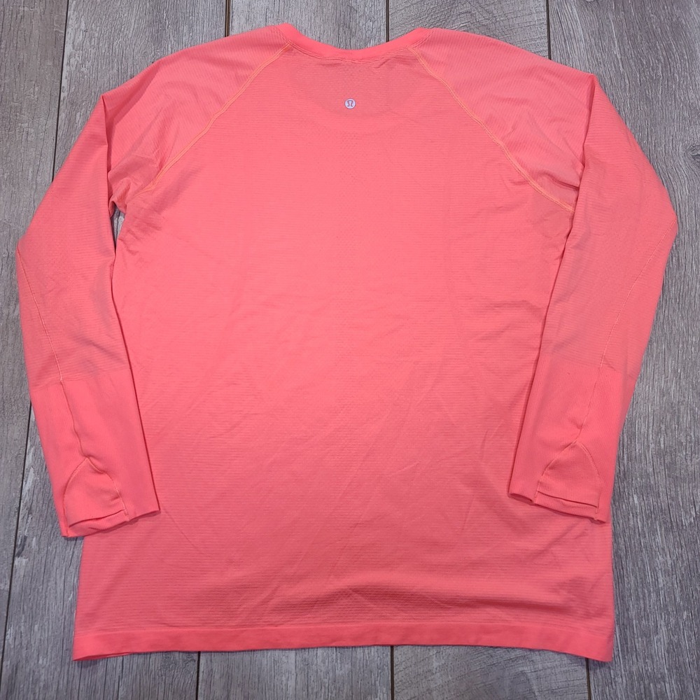 Lululemon Swiftly Tech Long Sleeve Crew Women Size 20 Coral Pink Running Top - Picture 2 of 9